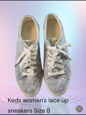 Keds Verstile Cute Women's Low-Top Lace-Up Sneakers - Light Blue & White Sz 8